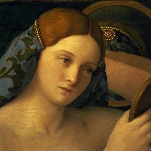 Young Woman at her Toilet, detail of the face, 1515 (oil on panel)