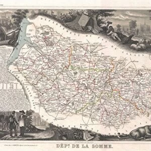1852, Levasseur Map of the Department De La Somme, France, topography, cartography