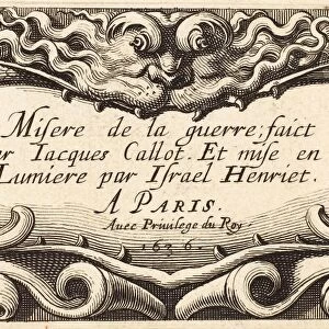 Abraham Bosse, French (1602-1676), Title Page for Callots The Small Miseries