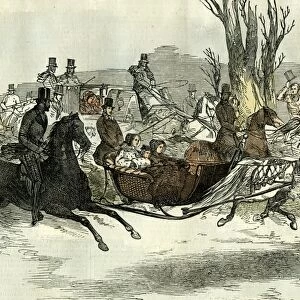 canadian, cold, season, wintertime, winter, 1850, sleighing, sledging, carioling