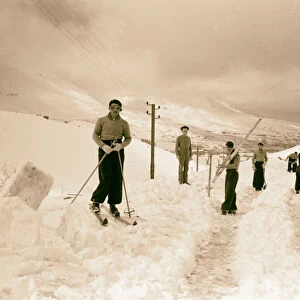 Cedars Lebanese soldiers clearing road snow 1946