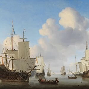 Dutch Ships Calm Calm Sea six warships wide calm sea