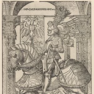 Emperor Maximilian I Horseback 1518 Woodcut seventh state