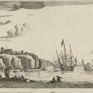Harbour with a village on a cliff, Reinier Nooms, 1656