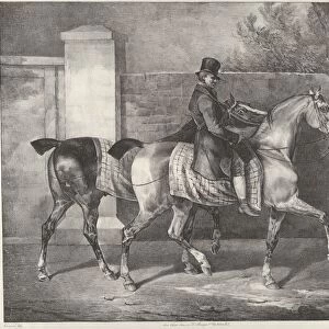 Two Horses Exercised Jockey 1822 Lithograph Sheet
