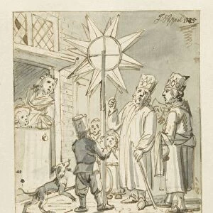 Three Kings c 1725-1745 Two adults children sing