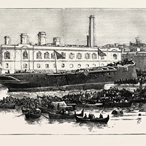 LAUNCH OF H. M. S. MELITA AT MALTA The First Ironclad Launched from the Malta Dockyard