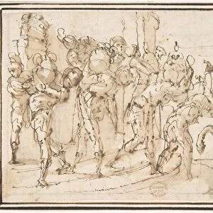 Men Carrying Jars 1624-63 Pen brown ink brush