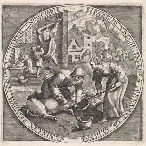 November: slaughter time, Anonymous, Crispijn van de Passe (I), Maerten de Vos, 1574