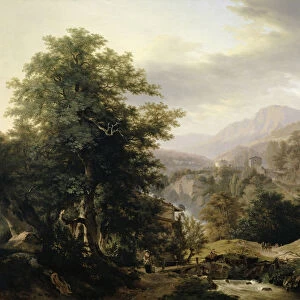 Paysage montagneux avec figures et torrent c. 1801