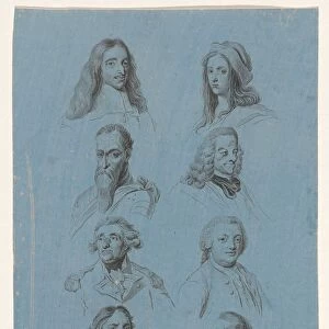 Portraits of Portraits of eight historical figures, Reinier Vinkeles, 1751 - 1816