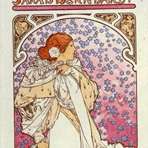 Poster for Theatre de la Renaissance, la Dame aux Camelias, Sarah Bernhardt, 1844-1923
