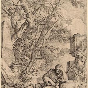 Salvator Rosa (Italian, 1615 - 1673), Democritus in Meditation, etching
