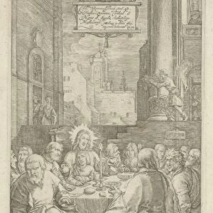 The Last Supper, print maker: Hendrick Goltzius, Lucas van Leyden, 1598 and or 1630