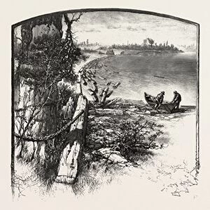 The Upper Ottawa, Timber Boom, Fitzroy Harbour, Canada, Nineteenth Century Engraving