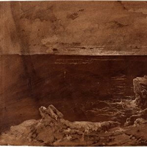 William West or Samuel Jackson, British (1801-1861), A Rocky Coast by Moonlight