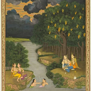 Women enjoying river forest edge 1765