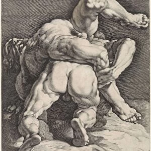 Two wrestlers, Jan Harmensz. Muller, 1588 - 1592