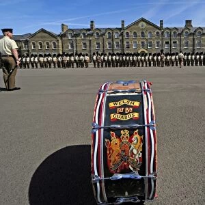 1st Battalion Welsh Guards on the drill square at Cavalry Barracks, Hounslow, London