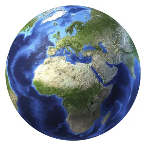 3D rendering of planet Earth, centered on Africa and Europe