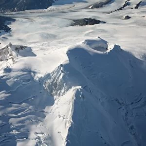 Aerial view of glaciated Mount Douglas volcano, Alaskan Peninsula
