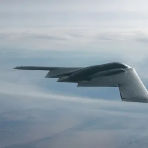 A B-2 Spirit soars through the sky