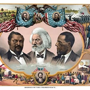 Digitally restored vintage American History print of Heroes of the Colored Race