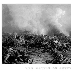 Digitally restored vintage Civil War print of the Battle of Gettysburg