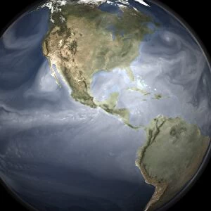 Full Earth view showing water vapor over the Americas