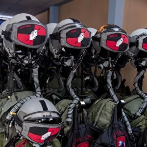 Helmets and flight gear of Hellenic Air Force pilots