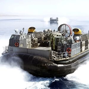 Landing craft air cushions conduct operations in the Gulf of Aqaba