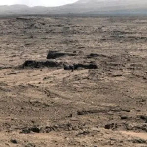 Panoramic mosaic of Mars showing a site called Rocknest