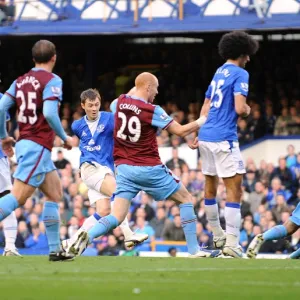 Diniyar Bilyaletdinov Scores the First Goal: Everton vs. Aston Villa, Barclays Premier League, Goodison Park