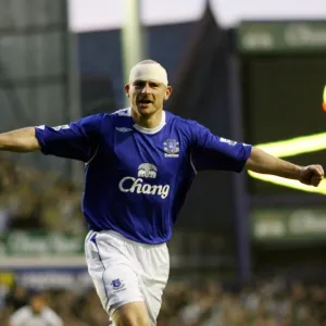 Everton v Fulham Lee Carsley celebrates his goal for 1-1