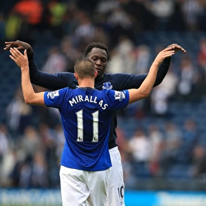 Everton's Lukaku and Mirallas: Premier League Victory Celebration vs. West Bromwich Albion