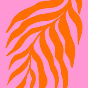 Orange SilhouetteTextured Branch on Pink 3