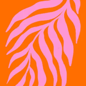 Pink SilhouetteTextured Branch on Orange 3