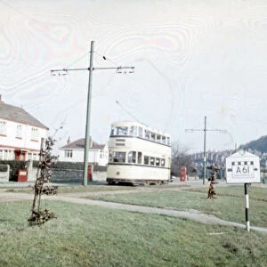 Abbey Lane, Sheffield, on the last day of the trams, 1959