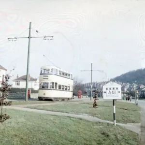 Abbey Lane, Sheffield, on the last day of the trams, 1959