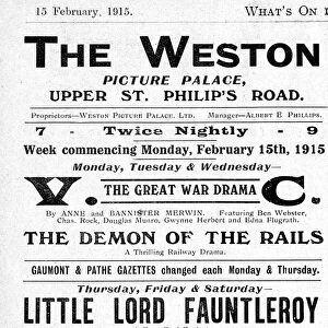 Advertisement: Weston Picture Palace cinema, Upper St Philips Road, 1915