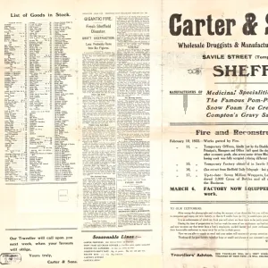 Carter and Sons, wholesale druggist and manufacturing chemists, Attercliffe Road, Sheffield, 1922