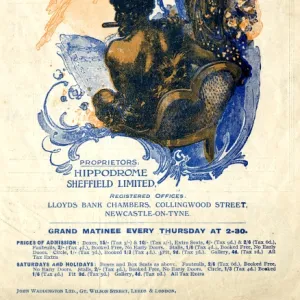 Cover of Sheffield Hippodrome programme, Oct 1921 : Sheffield and District Grand Opera Society