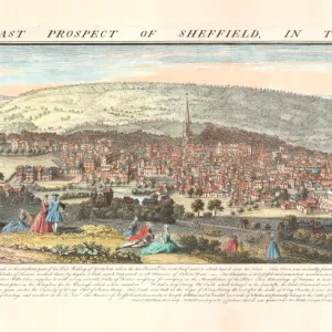 The east prospect of Sheffield in the County of York, 1745