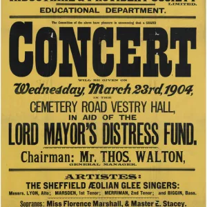 Ecclesall Industrial and Provident Society Ltd Education Department - Grand Concert In aid of Lord Mayors distress fund, 23rd March, 1904