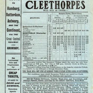 Great Central Railway: poster advertising, excursions to Newark, Sleaford, Boston, Skegness, Mablethorpe, Mumby Road and Sutton on Sea, 1912