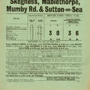 Great Northern Railway and Great Central Railway: excursions to Newark, Sleaford, Boston, Skegness, Mablethorpe, Mumby Road and Sutton on Sea, 1912