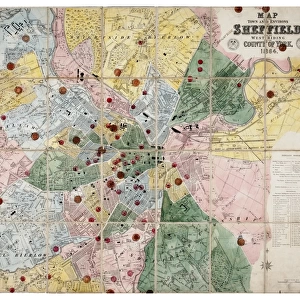 Map of the Town and Environs of Sheffield, 1864