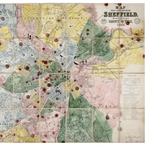 Map of the Town and Environs of Sheffield, 1864