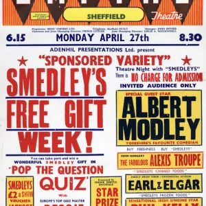 mpire Theatre, Sheffield - Adenhil Presentations Ltd present Sponsored variety - Smedleys Free Week. 1959