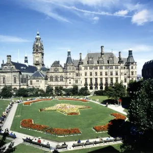 Sheffield Town Hall and Peace Gardens, 1980s